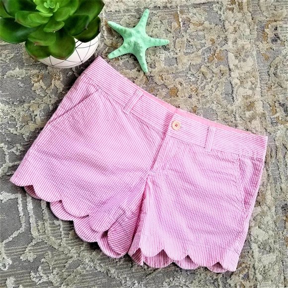 Lilly Pulitzer Brand Shorts. Pink & White Seersucker. Size 4.